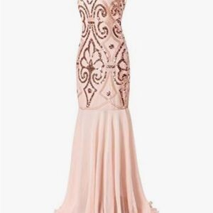 Embellished Pink Strapless Prom Dress